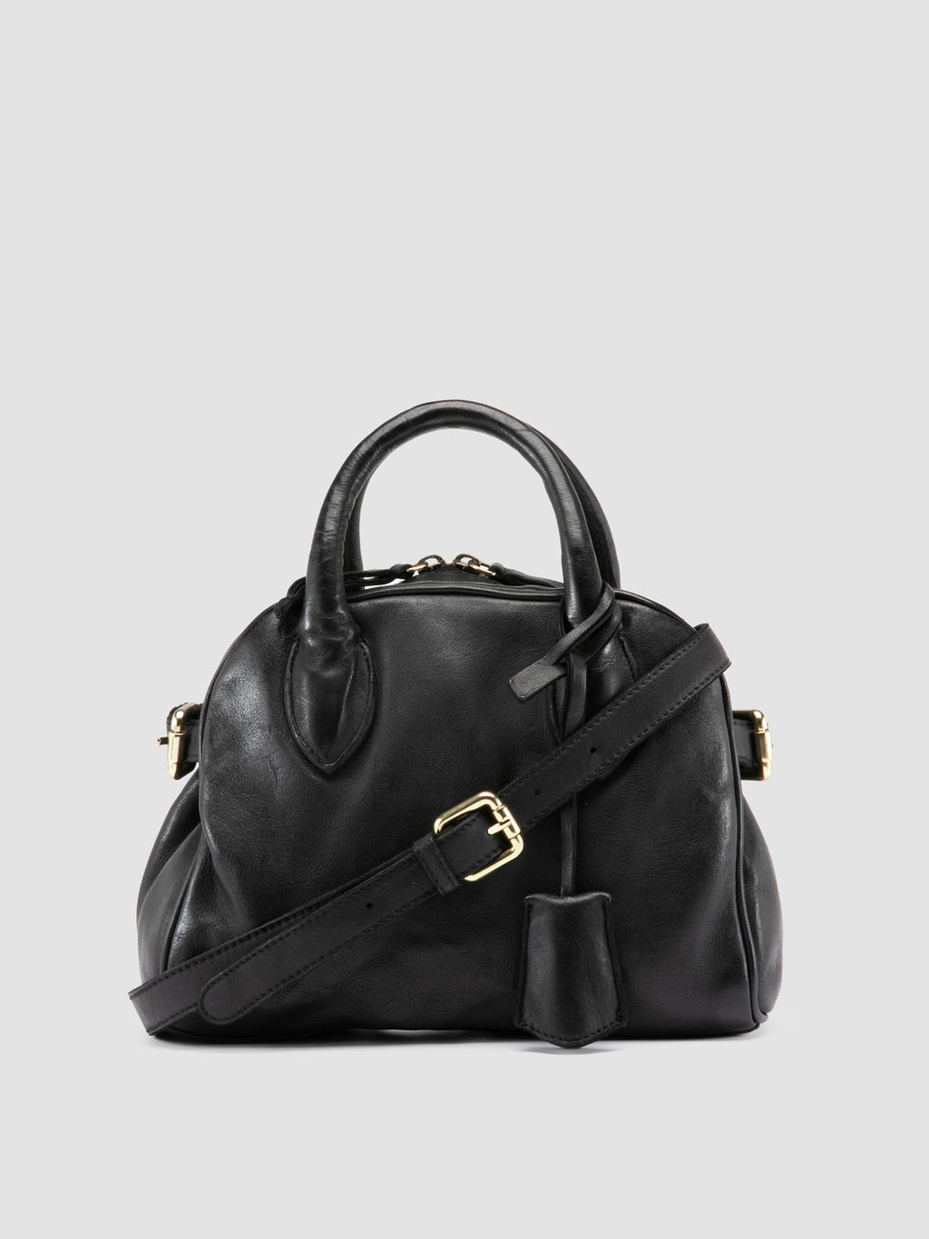 BOWLER 007 - Black Leather Shoulder Bags - image 1,side view