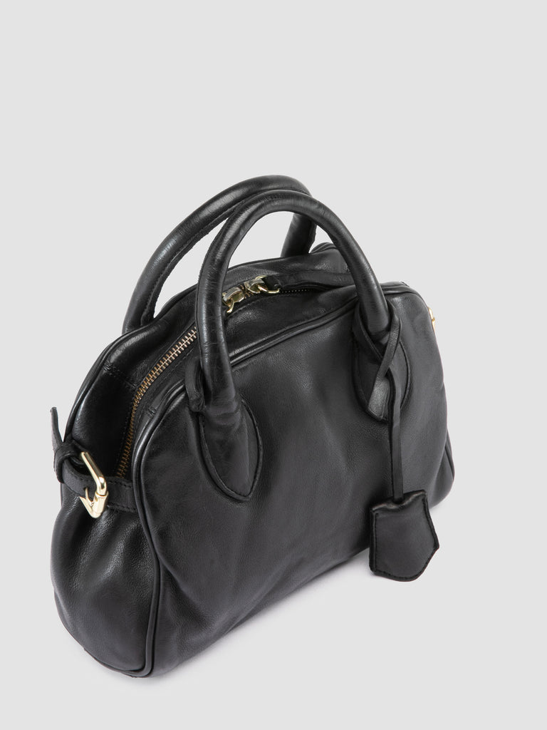 BOWLER 007 - Black Leather Shoulder Bags-hover