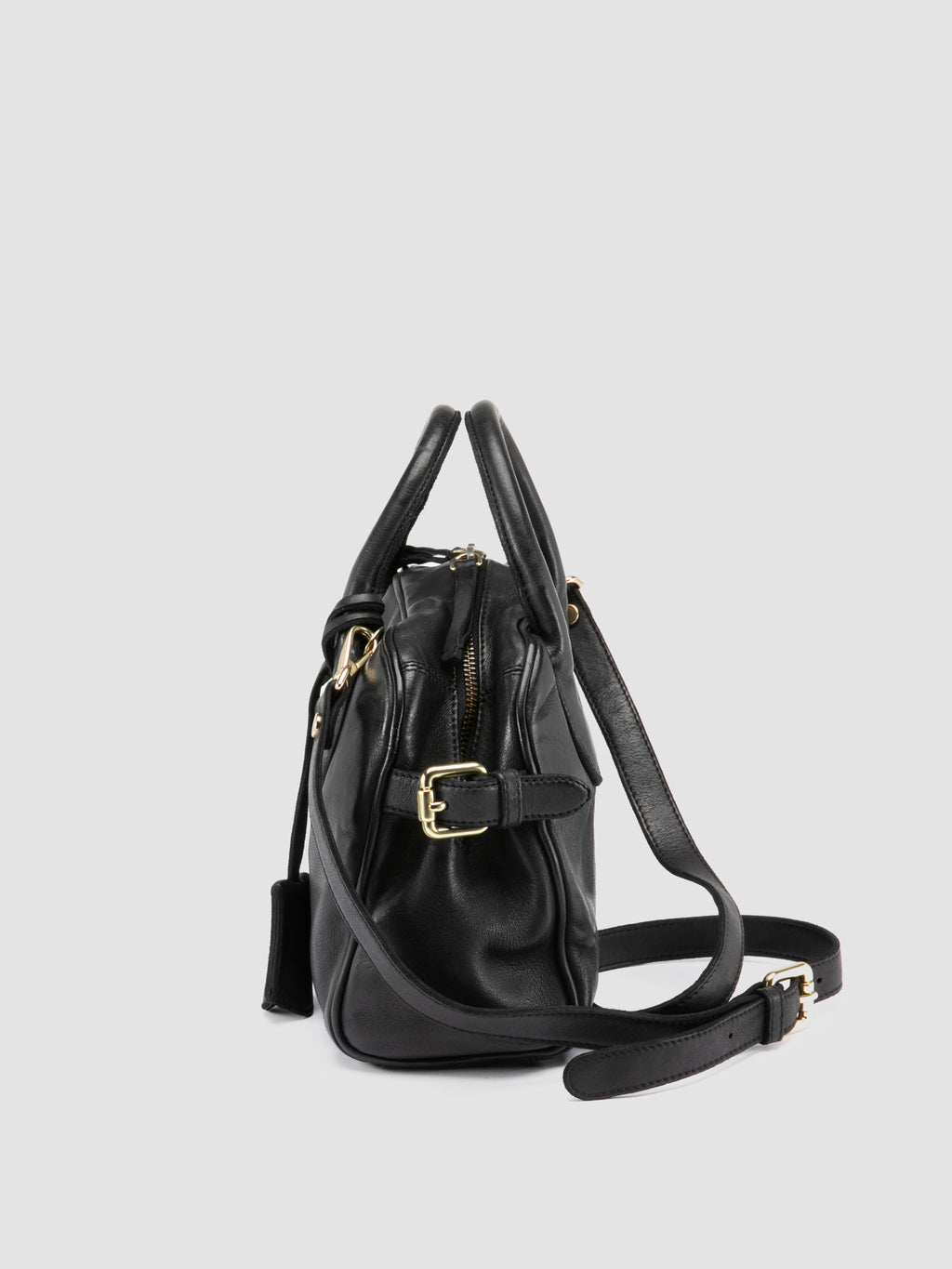 BOWLER 007 - Black Leather Shoulder Bags - image 6,side view