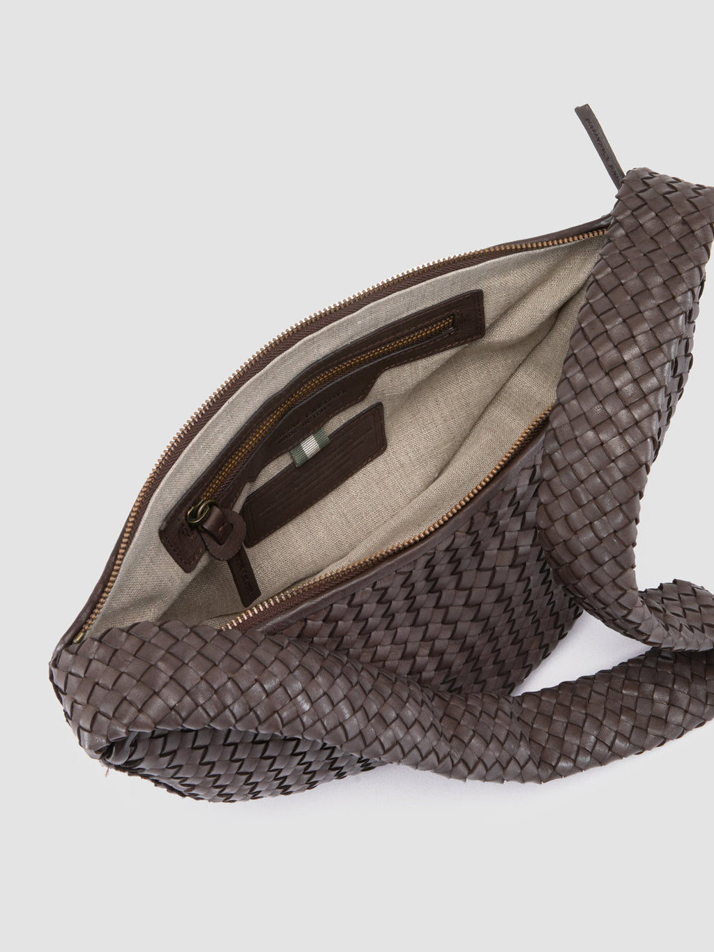 OC CLASS 068 - Borsa Crossbody in Pelle Intrecciata Marrone - image 6,side view