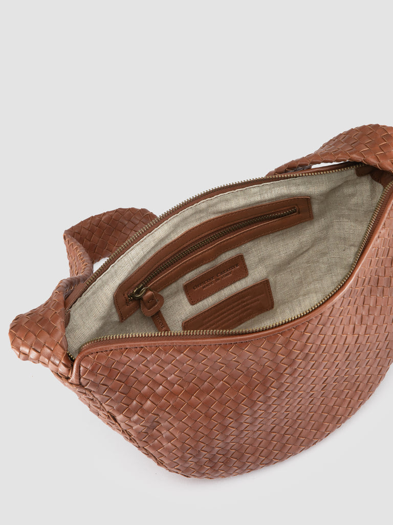 OC CLASS 068 - Borsa Crossbody in Pelle Intrecciata Marrone
