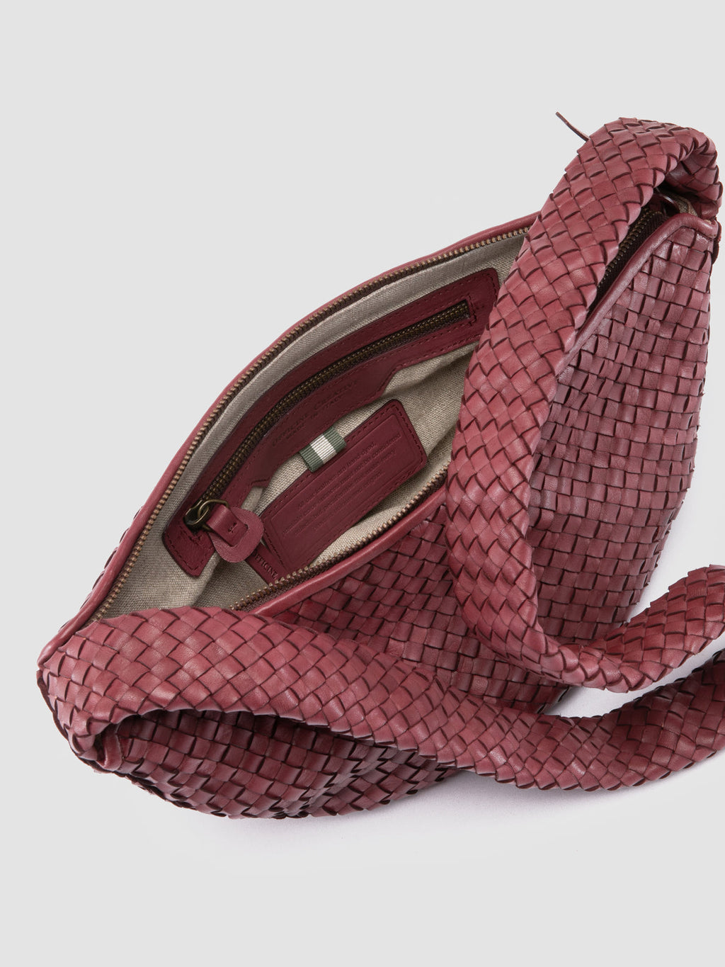 OC CLASS 068 - Borsa Crossbody in Pelle Intrecciata Bordeaux - image 6,side view