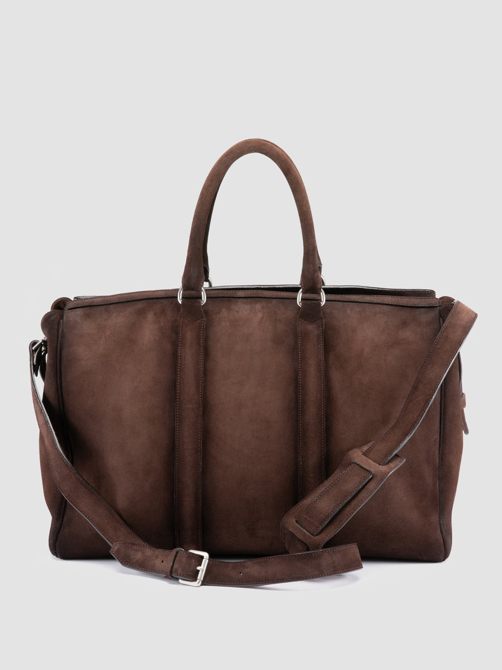 QUENTIN 009 - Borsa in Pelle Scamosciata Marrone - image 4,side view