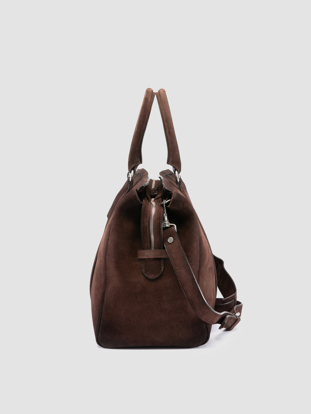 QUENTIN 009 - Borsa in Pelle Scamosciata Marrone - image 5,side view
