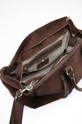 QUENTIN 009 - Borsa in Pelle Scamosciata Marrone - thumb image 6,side view