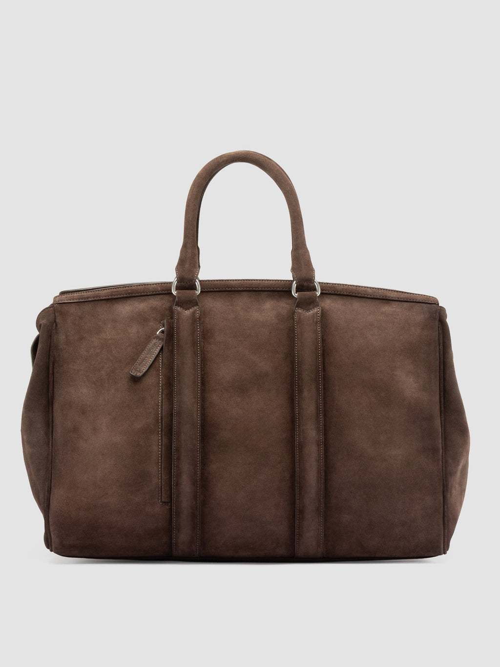 QUENTIN 009 - Borsa in Pelle Scamosciata Color Tortora - image 3,side view
