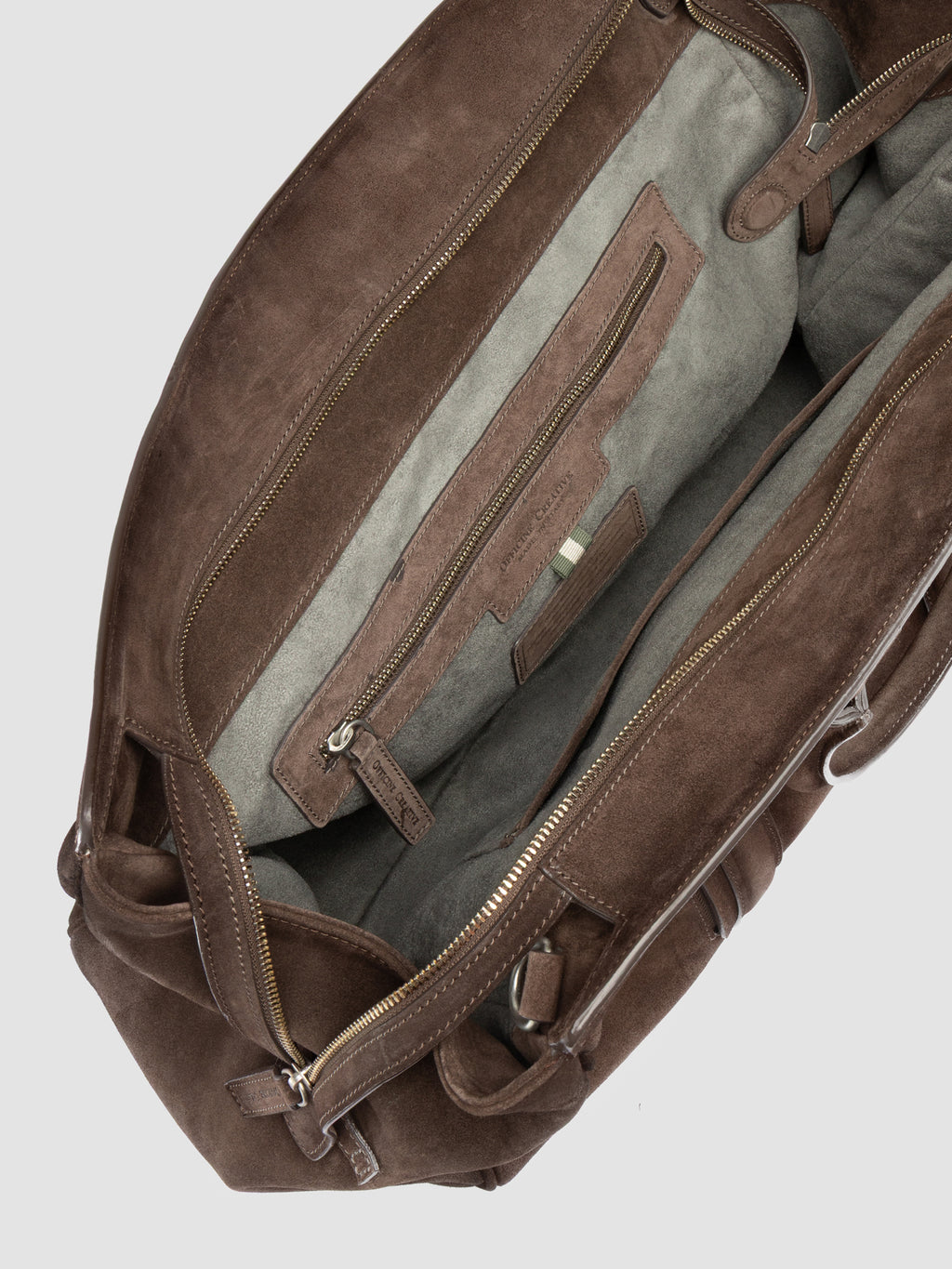 QUENTIN 009 - Borsa in Pelle Scamosciata Color Tortora - image 7,side view
