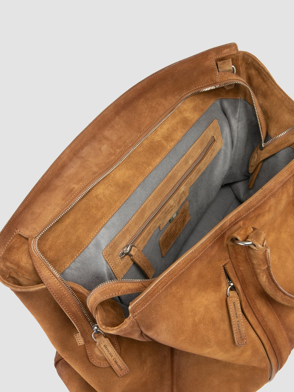 QUENTIN 009 - Borsa in Pelle Scamosciata Marrone - image 7,side view