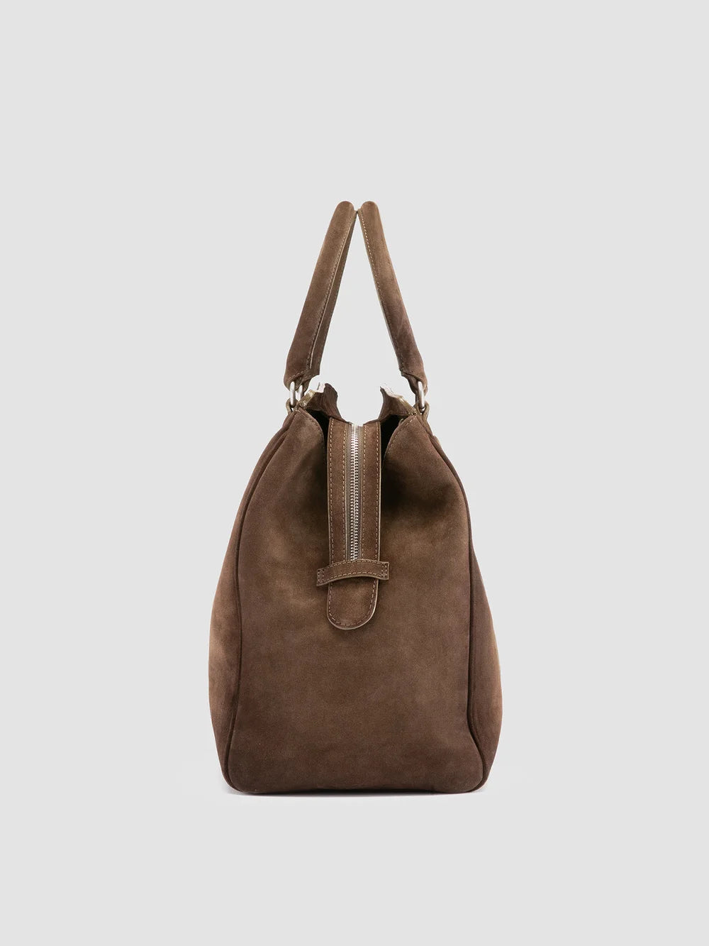 QUENTIN 009 - Borsa in Pelle Scamosciata Marrone - image 3,side view