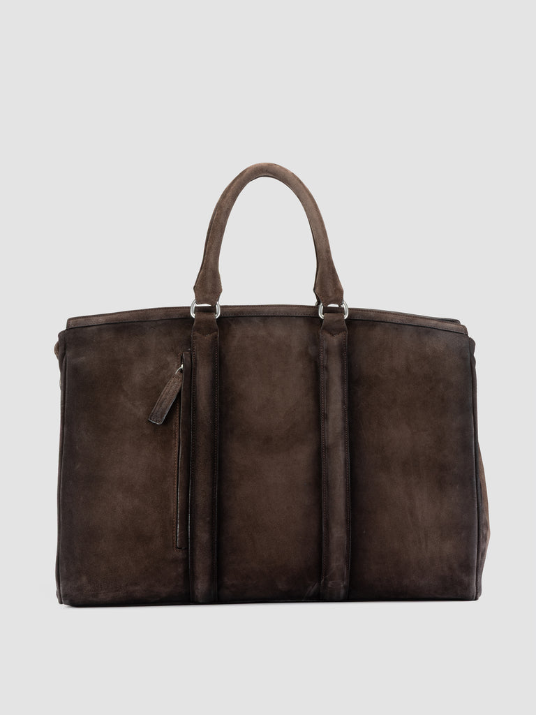 QUENTIN 009 - Borsa in Pelle Scamosciata Marrone