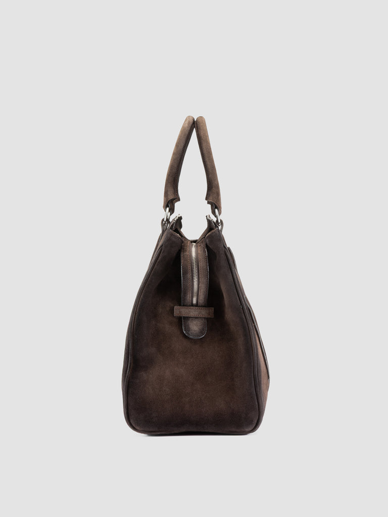 QUENTIN 009 - Borsa in Pelle Scamosciata Marrone
