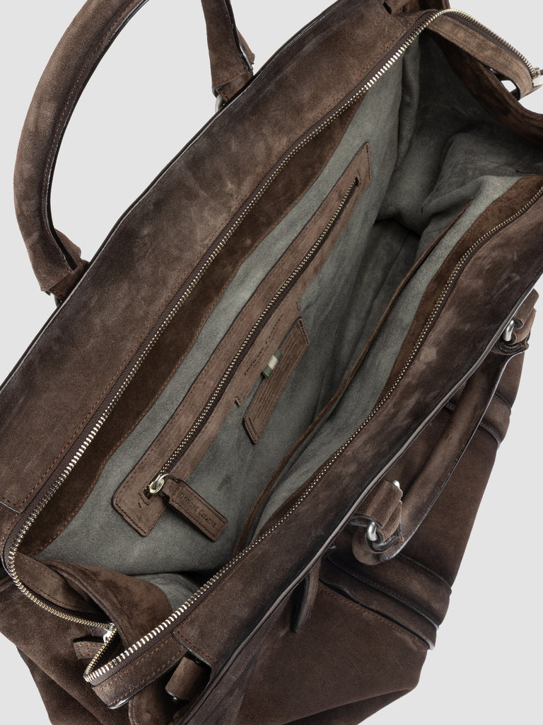 QUENTIN 009 - Borsa in Pelle Scamosciata Marrone