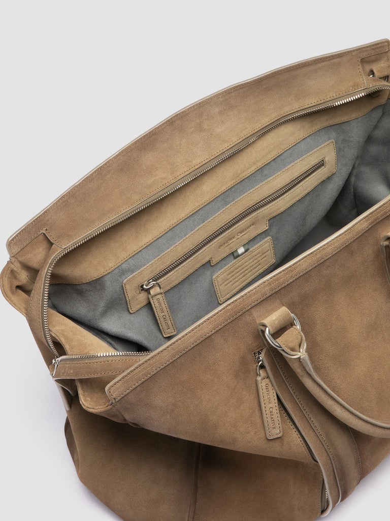 QUENTIN 009 - Borsa in Pelle Scamosciata Color Tortora