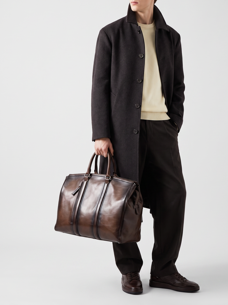 QUENTIN 009 - Borsa in Pelle Marrone-hover