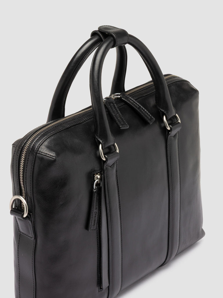 QUENTIN 019 - Black Leather Briefcase
