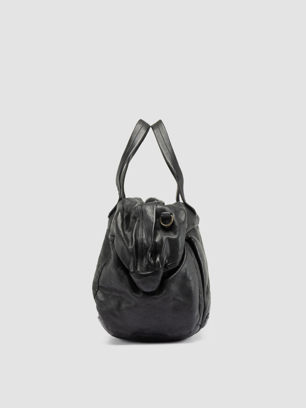 HELMET 049 - Borse da Weekend in Pelle Nera - image 4,side view
