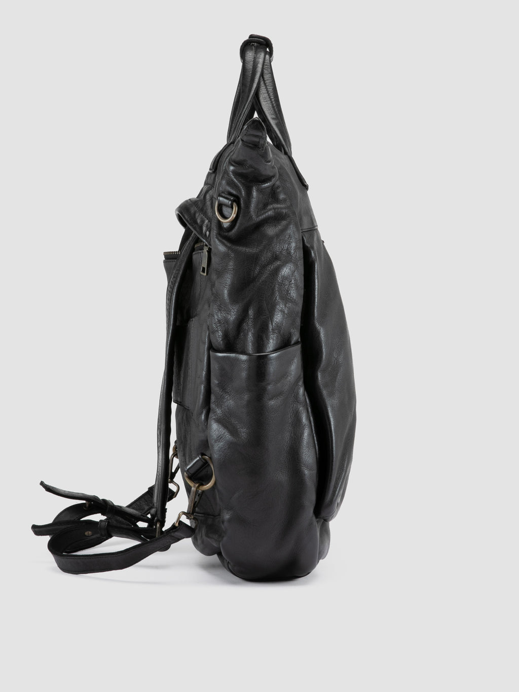 HELMET 055 - Zaino in Pelle Nera - image 4,side view