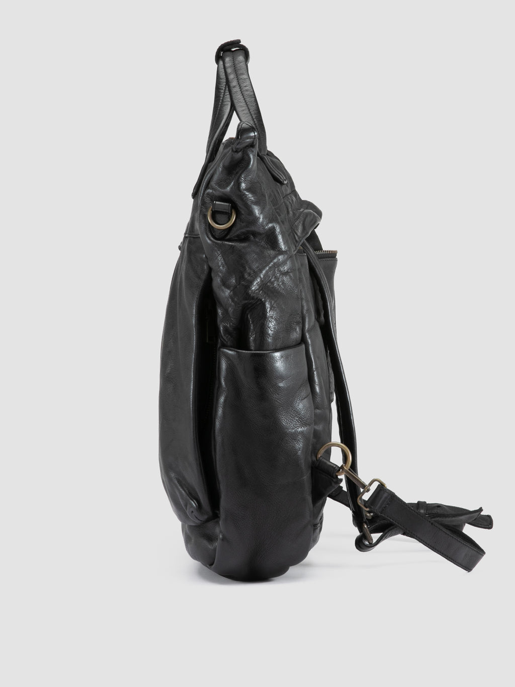 HELMET 055 - Zaino in Pelle Nera - image 6,side view