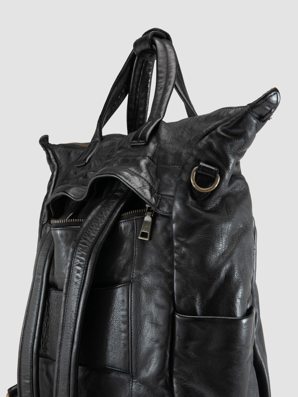 HELMET 055 - Zaino in Pelle Nera - image 7,side view
