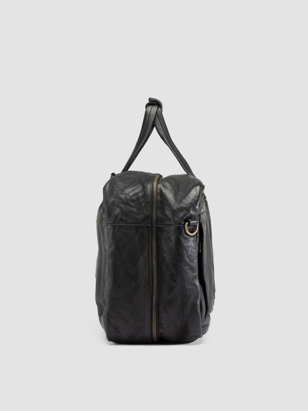 HELMET 056 - Borsa Weekender in Pelle Nera - image 3,side view
