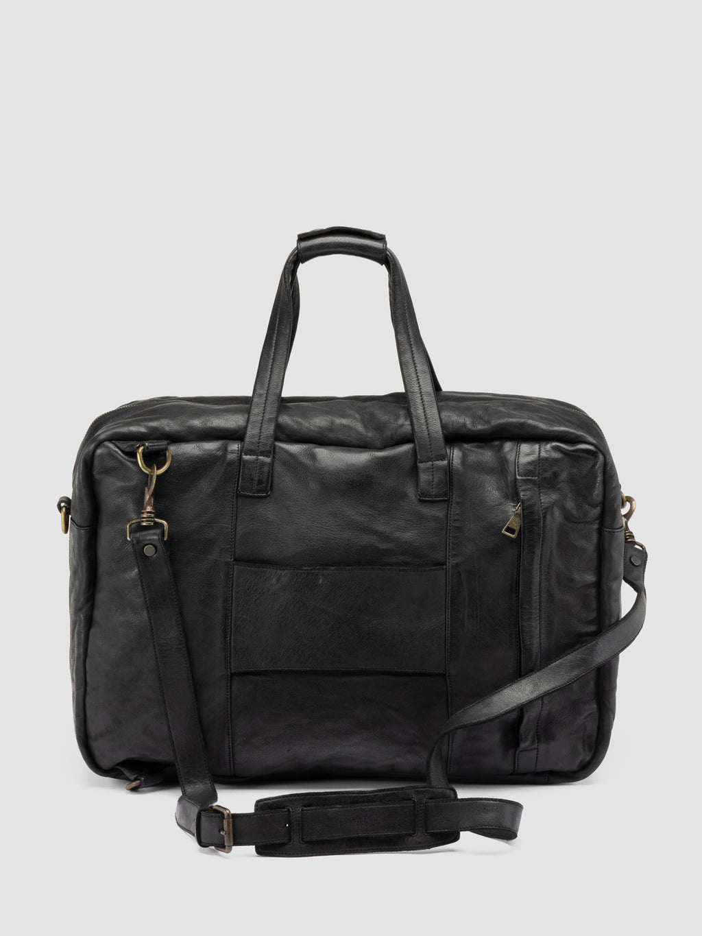 HELMET 056 - Borsa Weekender in Pelle Nera - image 4,side view