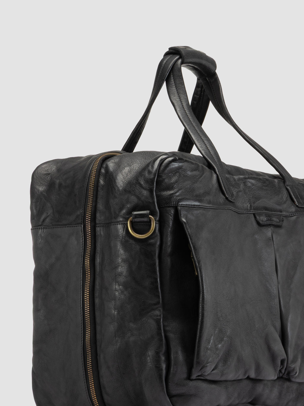 HELMET 056 - Borsa Weekender in Pelle Nera - image 6,side view