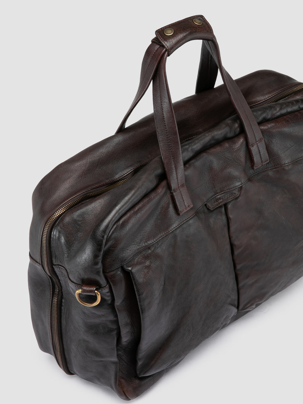 HELMET 056 - Borsa Weekender in Pelle Marrone - image 2,side view