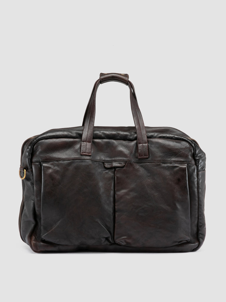 HELMET 056 - Borsa Weekender in Pelle Marrone