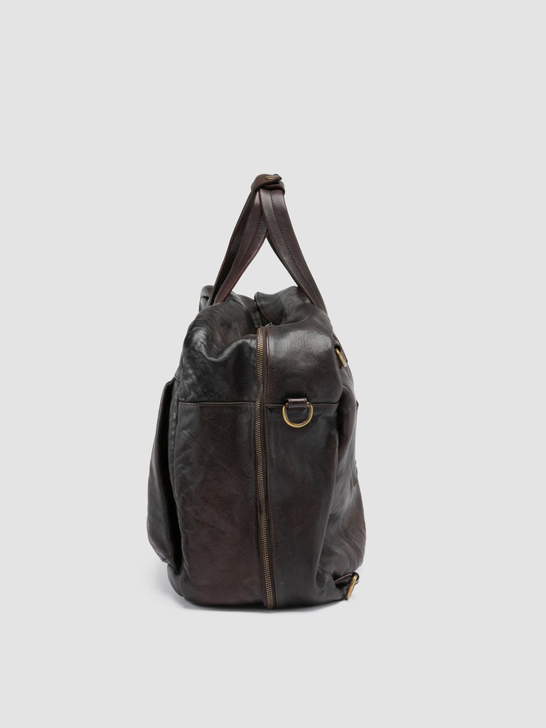 HELMET 056 - Borsa Weekender in Pelle Marrone
