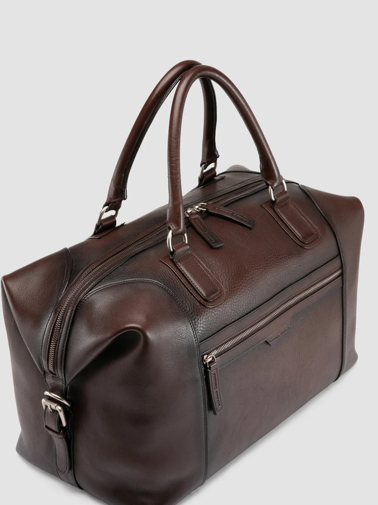 JULES 006 - Borsa da Viaggio in Pelle Marrone-hover