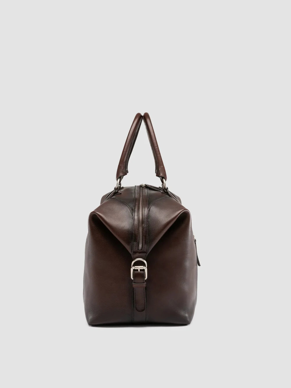 JULES 006 - Borsa da Viaggio in Pelle Marrone - image 3,side view