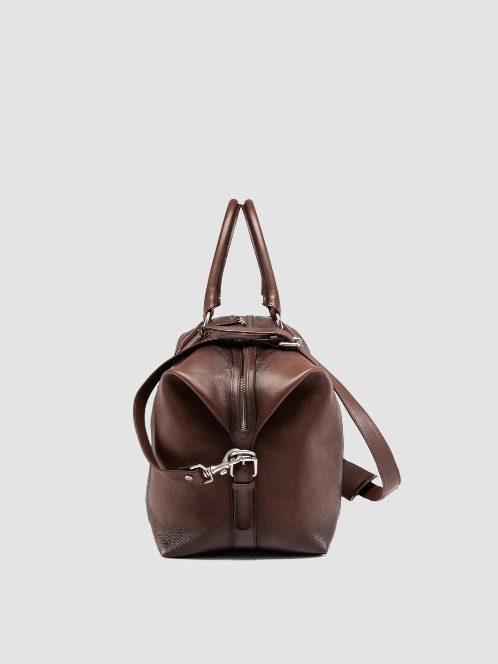 JULES 006 - Borsa da Viaggio in Pelle Marrone - image 5,side view