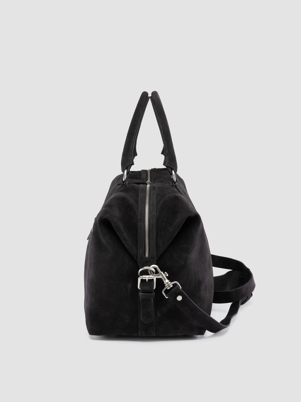 JULES 006 - Black Suede Travel Bag - image 6,side view