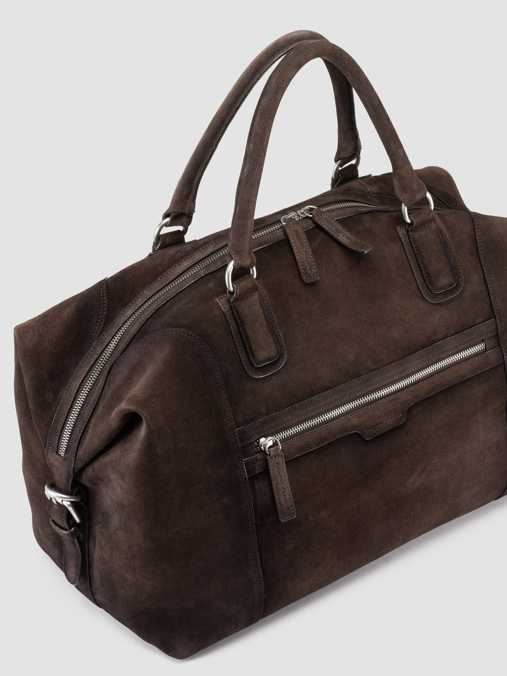 JULES 006 - Borsa da Viaggio in Pelle Scamosciata Marrone - image 2,side view