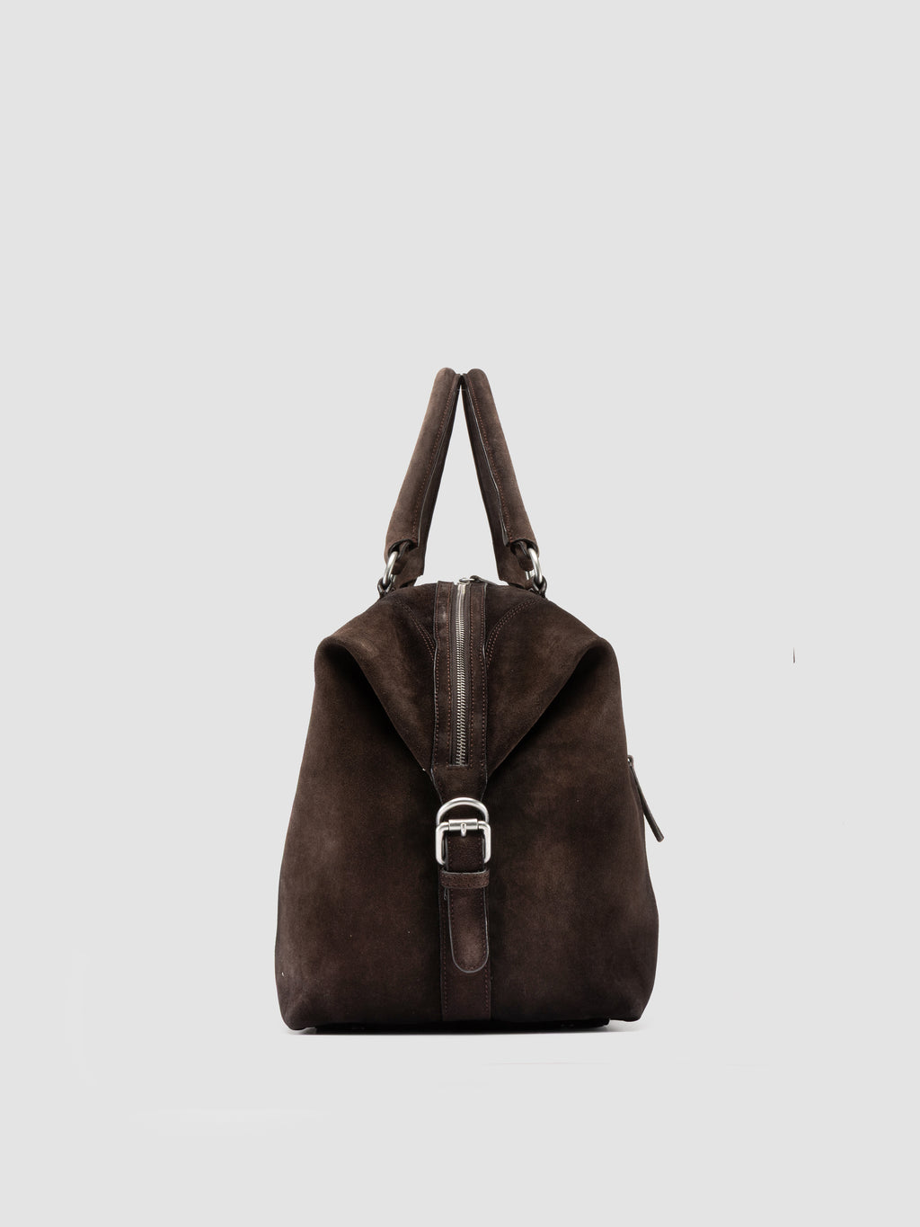 JULES 006 - Borsa da Viaggio in Pelle Scamosciata Marrone - image 4,side view