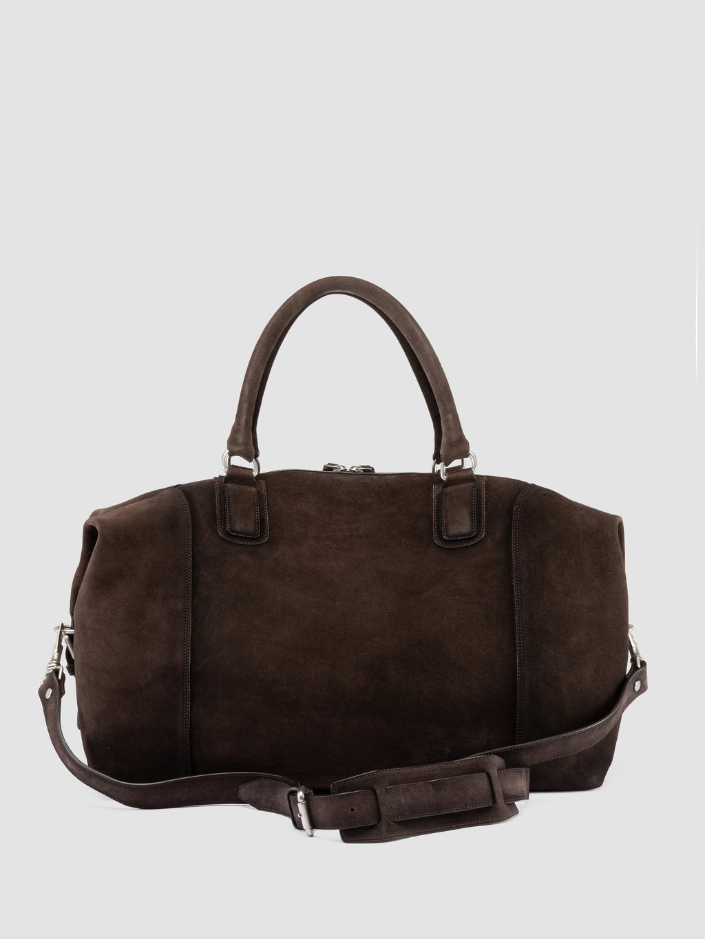 JULES 006 - Borsa da Viaggio in Pelle Scamosciata Marrone - image 5,side view
