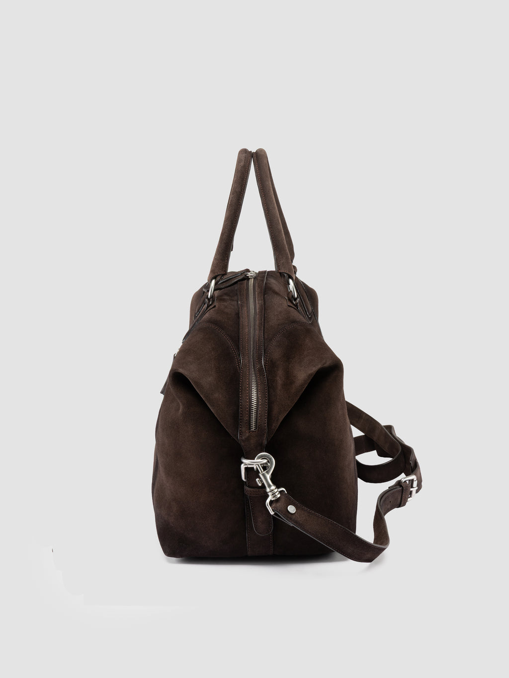 JULES 006 - Borsa da Viaggio in Pelle Scamosciata Marrone - image 6,side view