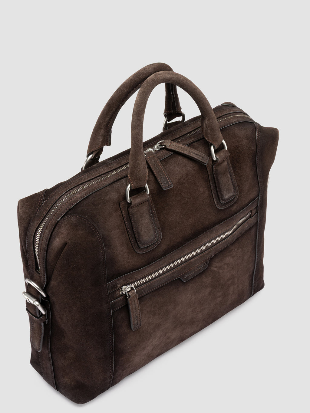 JULES 007 - Brown Suede Briefcase - image 2,side view