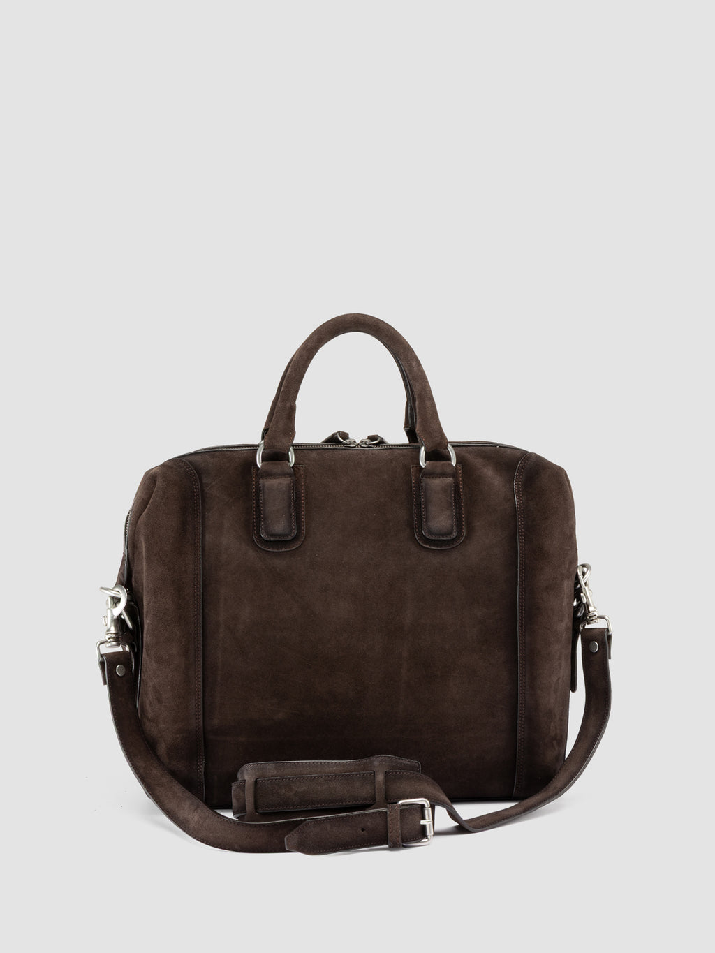 JULES 007 - Brown Suede Briefcase - image 5,side view