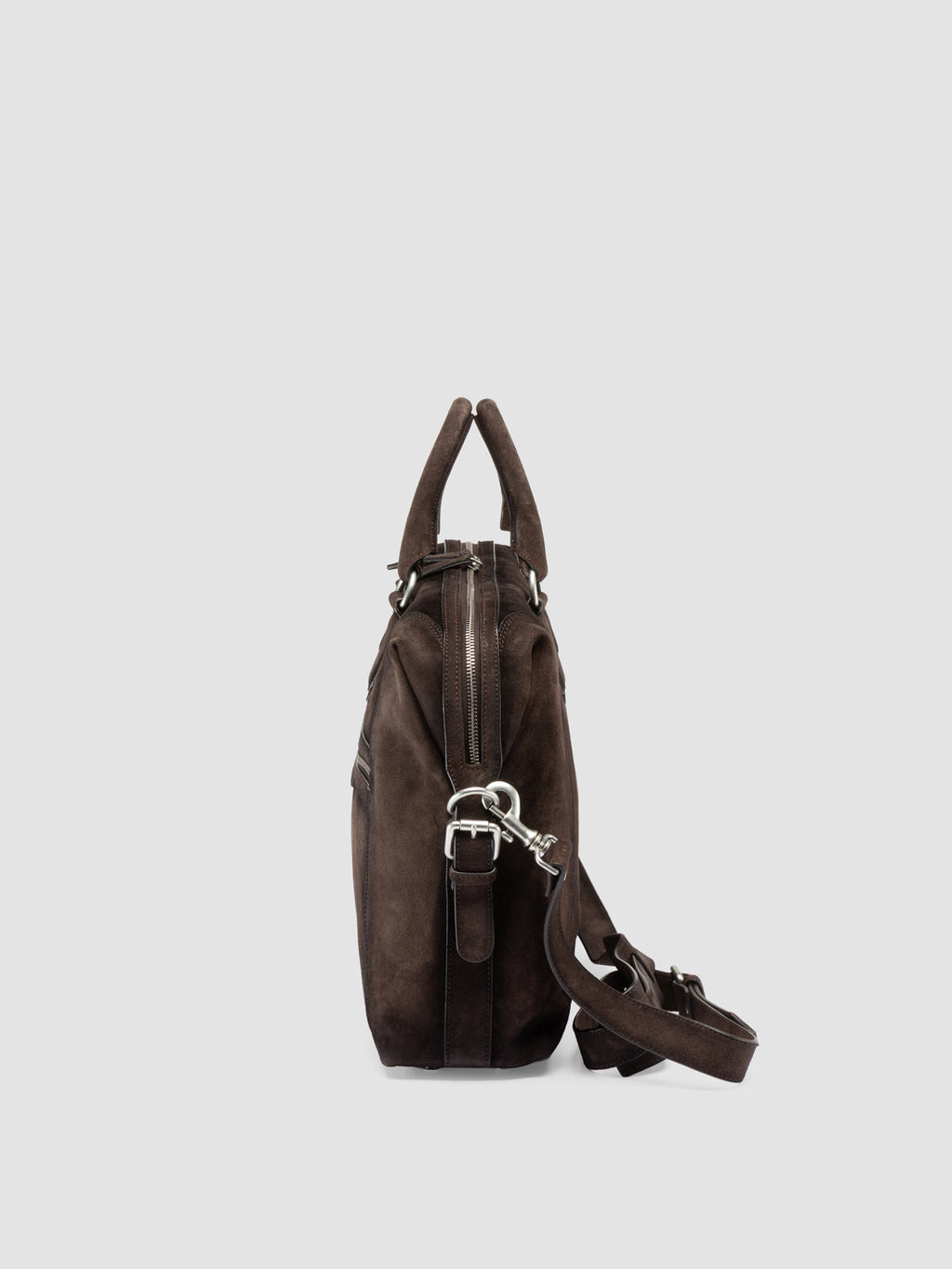 JULES 007 - Brown Suede Briefcase - image 6,side view