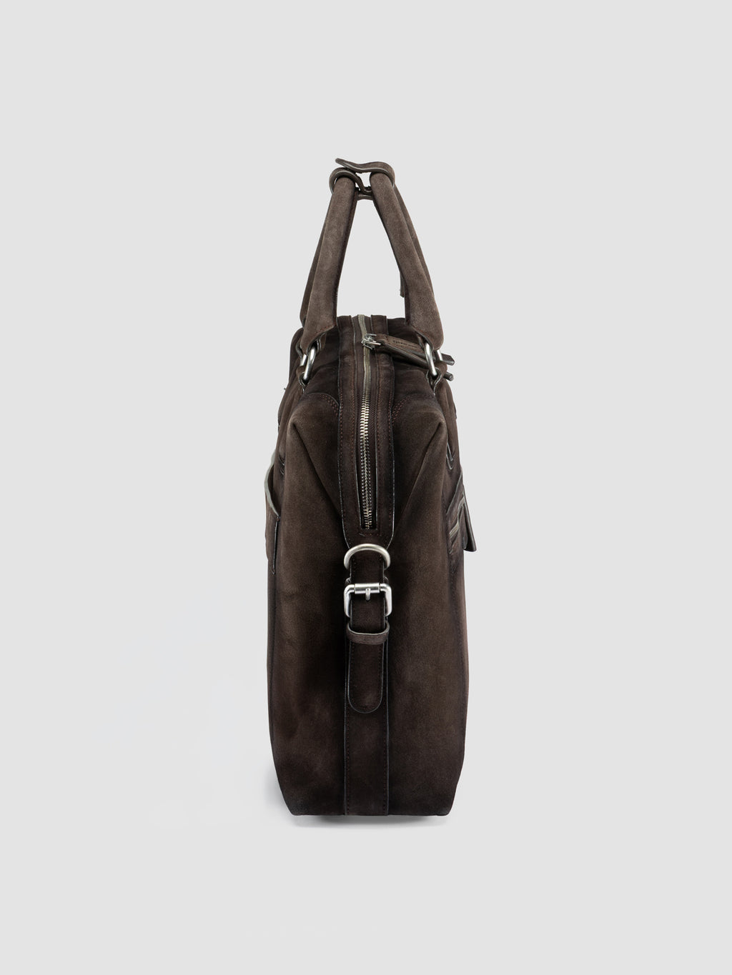JULES 011 - Brown Suede Briefcase - image 4,side view