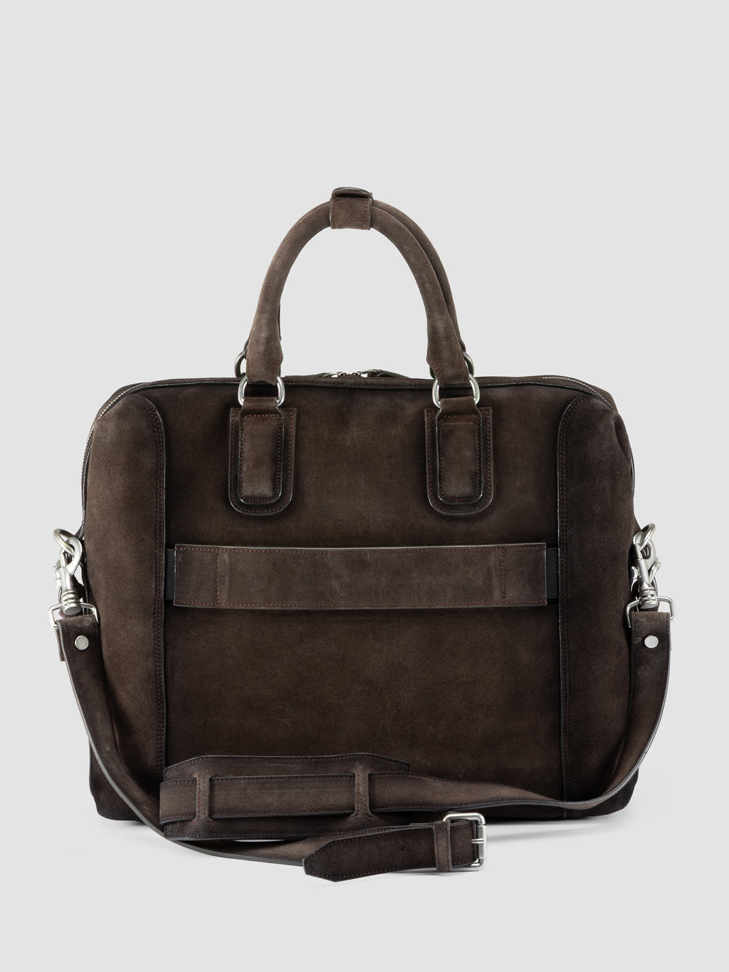 JULES 011 - Brown Suede Briefcase - image 5,side view