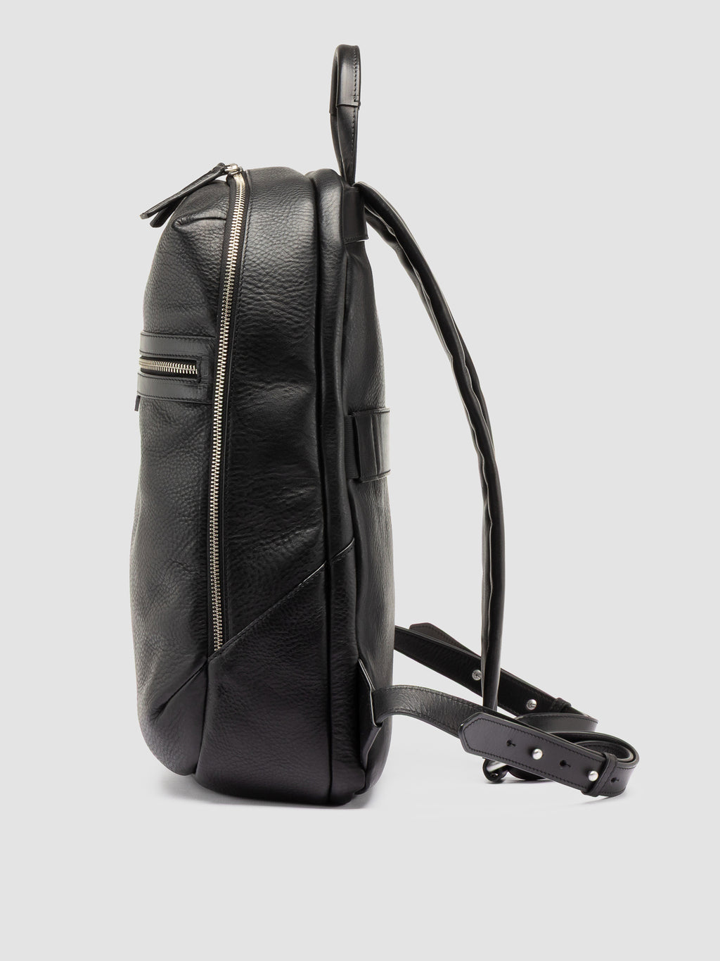 JULES 012 - Black Leather Backpack - image 5,side view