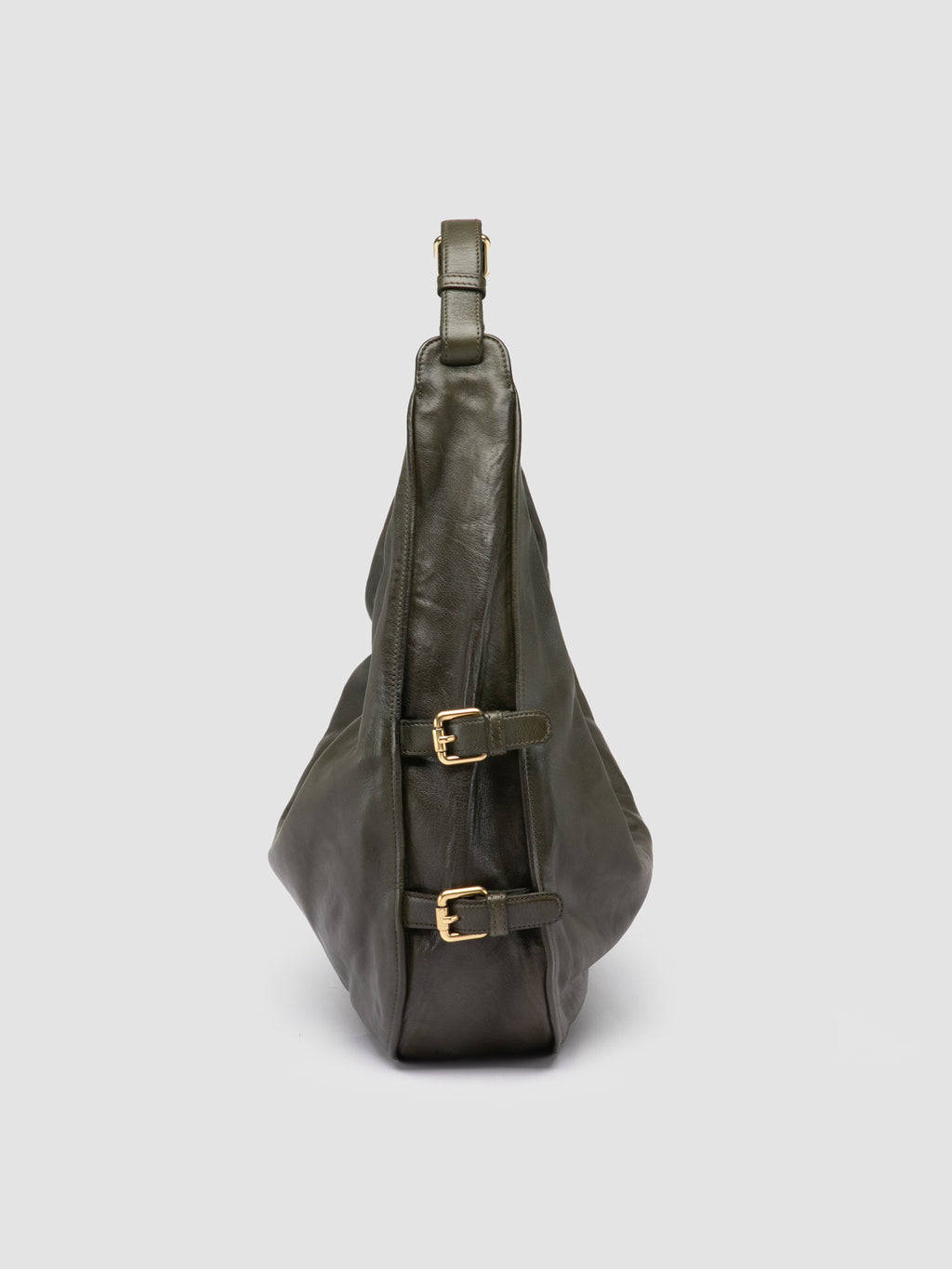 JULIE 015 - Green Leather Shoulder Bag - image 5,side view