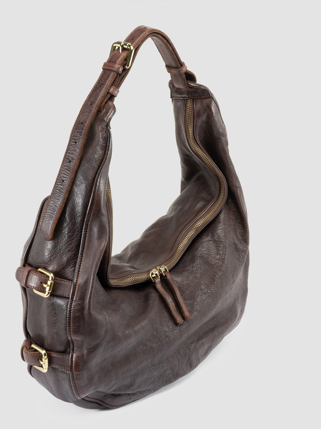 JULIE 015 - Brown Leather Shoulder Bag - image 2,side view
