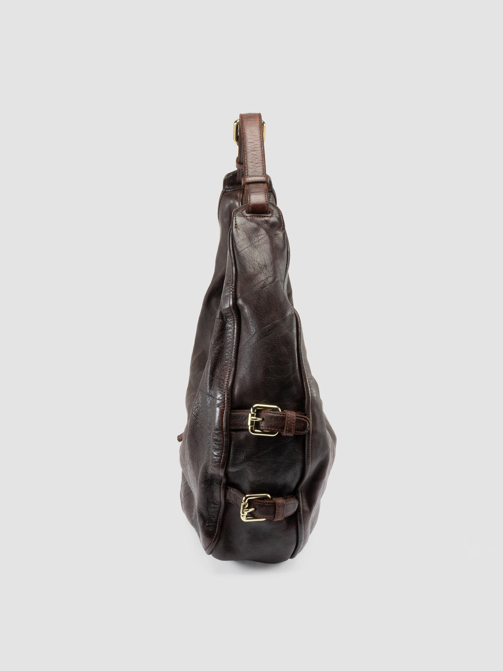 JULIE 015 - Brown Leather Shoulder Bag - image 5,side view