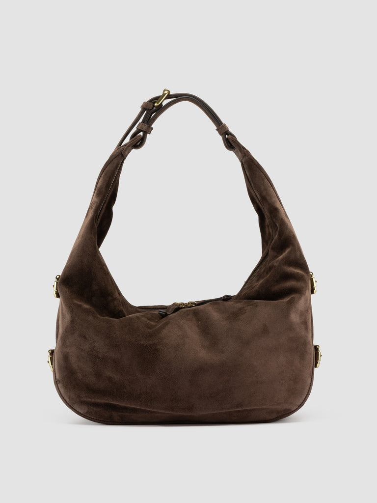 JULIE 015 - Brown Suede Shoulder Bag