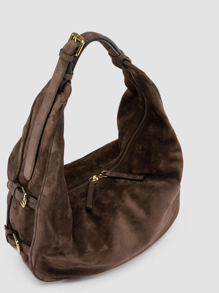 JULIE 015 - Brown Suede Shoulder Bag-hover