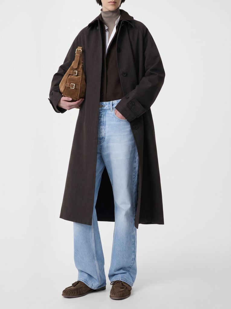 JULIE 016 - Borsa a Spalla in Pelle Scamosciata Marrone-hover