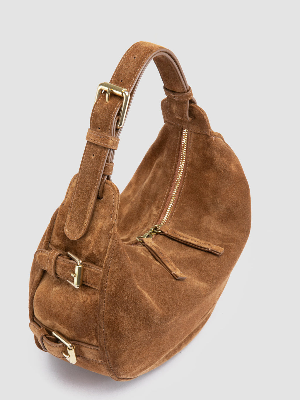 JULIE 016 - Borsa a Spalla in Pelle Scamosciata Marrone - image 2,side view